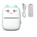 Printkin mini sticker printer in blush pink with USB cable and paper roll